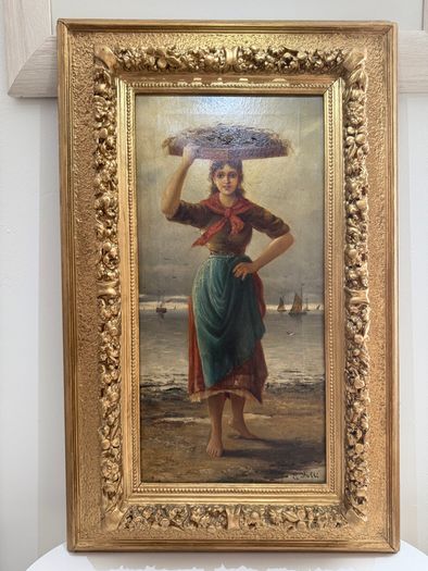 Pair of 19th C. Italian Oil Paintings by Ernesto Jolli - In Original F.G. Davis Belfast Frames