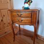 3 Vintage side tables; Beech wood 185 e. Wood Bros Carved Oak Table 215 euro , nest table 60 euro. Image 4