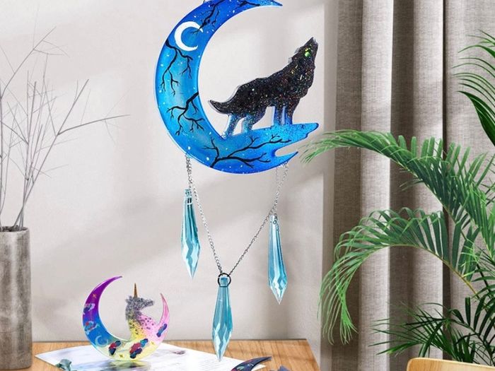 Crescents Mould, Epoxy Resin Molds, Silicone Epoxy Molds, Moon Wolf, Moon Cat, Moon Fairy, Moon Unicorn Mold (FREE POSTAGE)