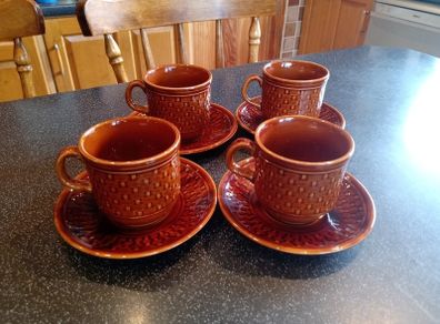Vintage Tams Ware Pottery Cups Basket Weave