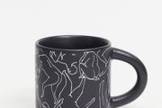Brand new matte black art deco coffee cup mug print white full size