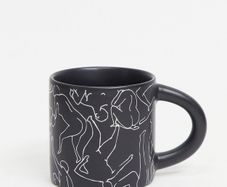 Brand new matte black art deco coffee cup mug print white full size