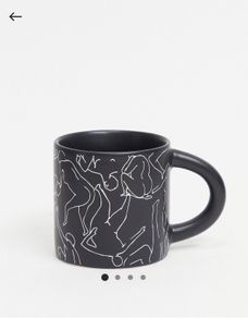Brand new matte black art deco coffee cup mug print white full size