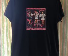 Black Olivia Rodrigo The Unraveled Tour Design T Shirt. Asian Size XL - Width: 53cm, Length 67cm.