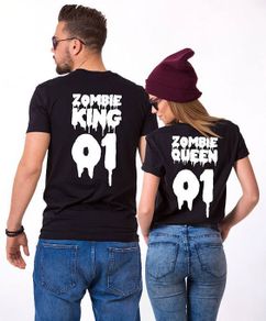 Zombie King And Queen Couple T-shirts For Valentines Day Gift Present