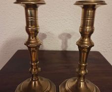 Early Vintage Pair Brass Candlesticks