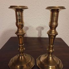 Early Vintage Pair Brass Candlesticks