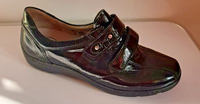 Waldlaufer Henni Ladies Shoe Black Patent Leather Wide Fit Size UK3 Velcro Closure CAN POST
