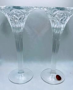Pair of vintage French crystal candle holders