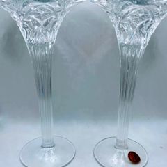 Pair of vintage French crystal candle holders