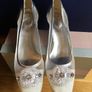CRISTIAN FIRENZE Silver Crystal Pumps 39.5      Slip-On Wedge Shoes Image 8