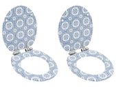 WC Toilet Seats 2 pcs with Soft Close Lids MDF Porcelain Design