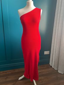 Red one shoulder maxi. Size M