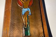 Vintage celtic arts cross hand crafted copperJesus on a cross plaque