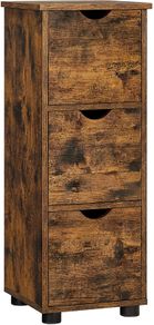 Slim Bathroom Cabinet with 3 Drawers, Chest of Drawers, Storage Cabinet, Side Cabinet, 30 x 30 x 80 cm, for Bathroom, Living Room, Bedroom, Kitchen, Vintage Brown