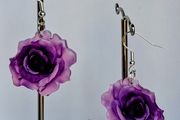 Hybrid Tea Deep Purple Rose Earrings