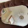 Large Early Mid Century Vintage Beveled Mirror with Reversed Carved Etched Image Image 2