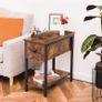 _Side Table, Bedside Table with Storage Space, Slim Sofa Table with Shelf, Coffee Table, Console Table for Small Rooms, for Living Room, Sturdy, Space-Saving, Dark Brown Image 2