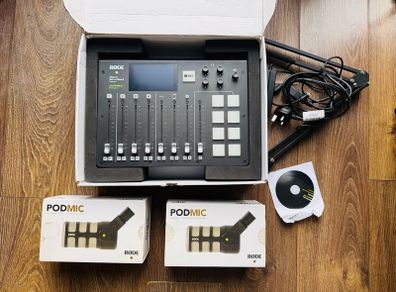 Rode Rodecaster Pro + 2 Rode Podmics and arm