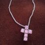 Sterling Silver Pink Cross Necklace Image 3