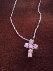 Sterling Silver Pink Cross Necklace