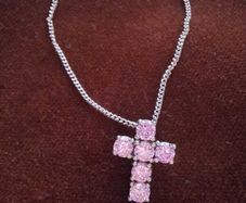 Sterling Silver Pink Cross Necklace