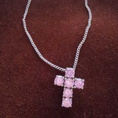 Sterling Silver Pink Cross Necklace