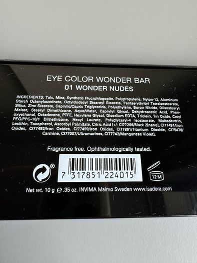 Isadora eye colour wonder bar eye make up palette