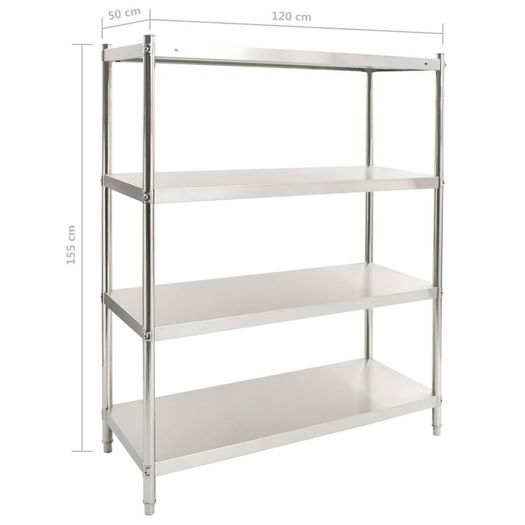 4-Tier Kitchen Shelf 120x50x155 cm Stainless Steel