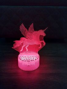 3D Unicorn LED Night Light - RGB Color Changing remote control