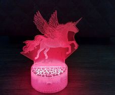 3D Unicorn LED Night Light - RGB Color Changing remote control