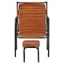 Relaxing Armchair with a Footrest Brown Real Leather Image 3