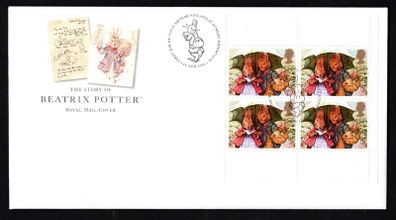 1993 Great Britain The Story of Beatrix Potter Commemorative Stamp Booklet Pane Royal Mail Addressed First Day Cover (FDC)