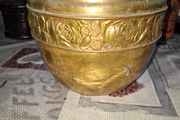 Beautiful Old Brass Planter Pot Featuring an Embossed Floral Design, Postage Available,