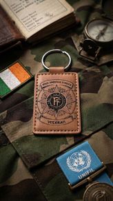 Irish Defence Forces Veteran Laser-Engraved Leatherette Keyring