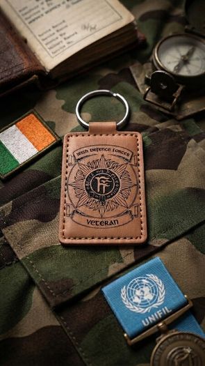 Irish Defence Forces Veteran Laser-Engraved Leatherette Keyring