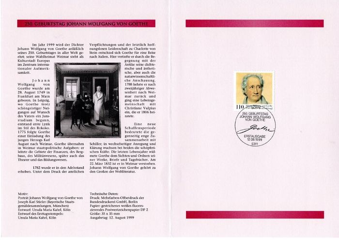 1999 Bundes Republic Deutschland (Germany) Federal Annual Stamp EFT Collection with 42 images of contents