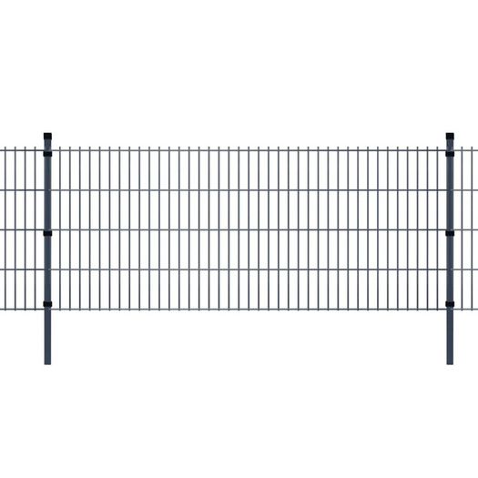 2D Garden Fence Panels & Posts 2008x1230 mm 4 m Grey