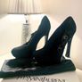 Black Suede Yves Saint Laurent Palais Bootie Platform Heel. Size 38 Image 6