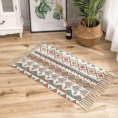 Colorful Area Rug Small Rugs for Living Room Moroccan Rug with Tassels Geometric Printed 60x90cm Machine Washable Flatweave Rug Runner Carpet for Bedroom, Kitchen, Entryway,Hallway (FREE POSTAGE)