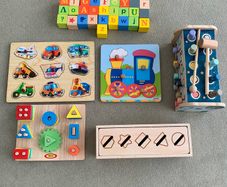 Selection of wooden montessori toys
