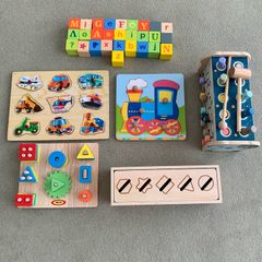 Selection of wooden montessori toys
