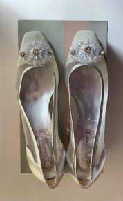 Silver Wedge Shoes Cristian Firenze size 39.5 NEW