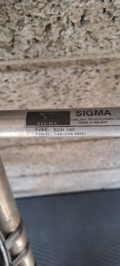 Two way radio base antenna with approximately 30m weatherproof cable. 140 to 176MHz.
