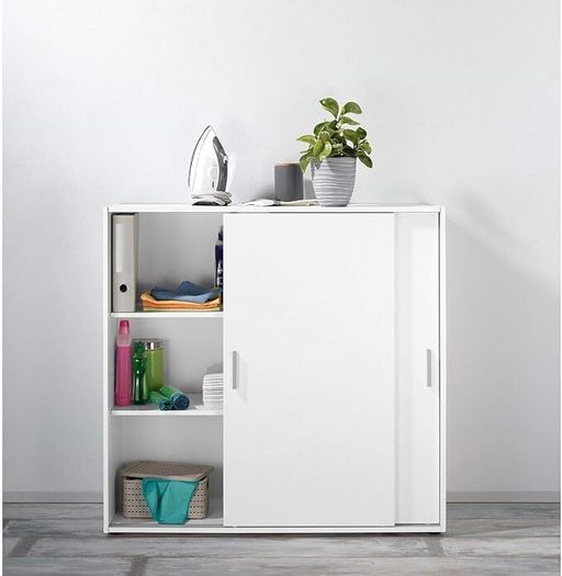 Sliding Door Office Cabinet - White