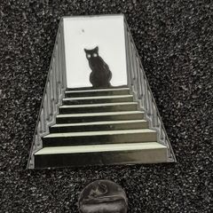 Black cat,  pin back badge.