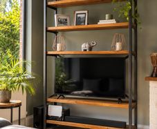 Handmade Industrial Shelving or TV Unit. Reclaimed Timber