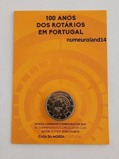 Portugal 2 Euro Commemorative Coin 2026 - Rotary BU. Coincard.