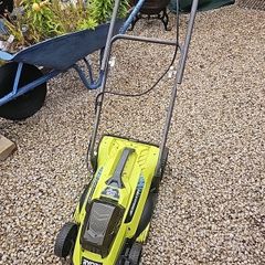 Lawnmower and strimmer.