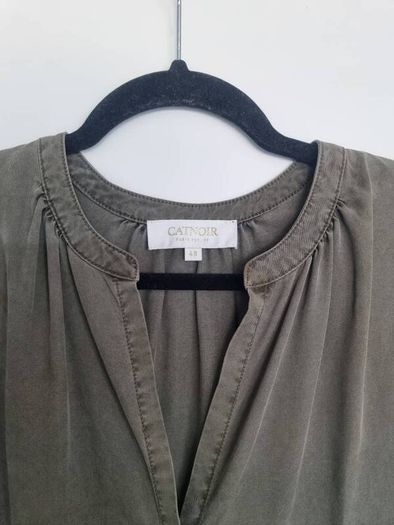 Khaki V-Neck Dress w/pockets, Size 40/UK 14
